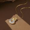 S925 стерлингового серебра натуральный халцедон с высоким содержанием льда змея пряжка ожерелье пончик кулон ключица цепочка мода