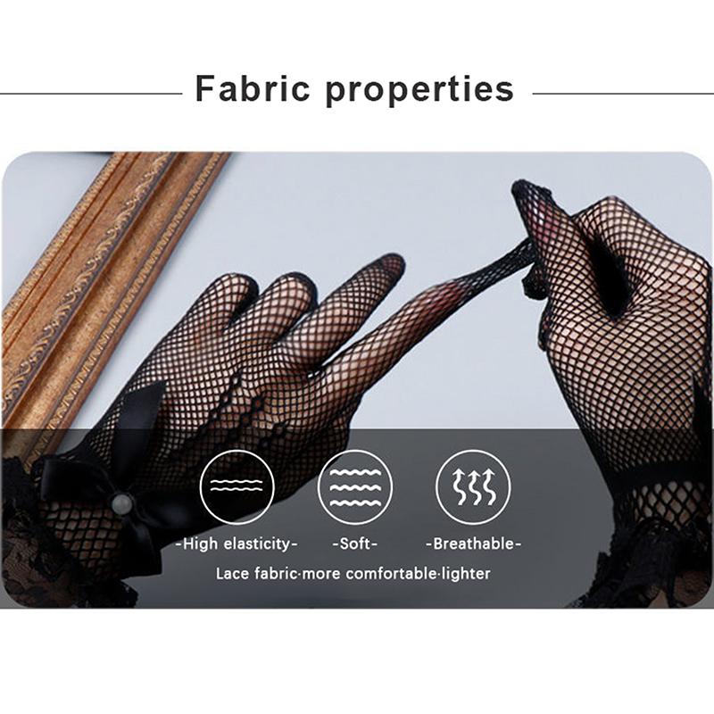 Женские церемониальные этикетные сетчатые тонкие варежки в стиле готического панка, сексуальные перчатки, черные, белые, мягкие, эластичные, для девочек, кружевные, ажурные перчатки в стиле Лолиты