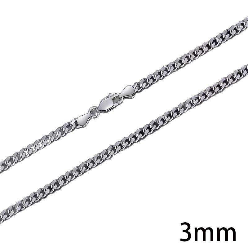 High Quality S925 Sterling Silver Necklace Cuban Link Chain Necklace Plain Curb Chain for Women Men's Daily Wear Fine Jewelry