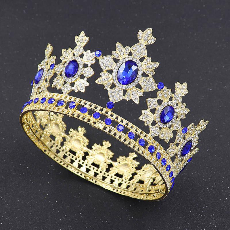 Round Full Circle Bridal Crown Baroque Alloy Rhinestone Crown Wedding Headdress Bridal Crown