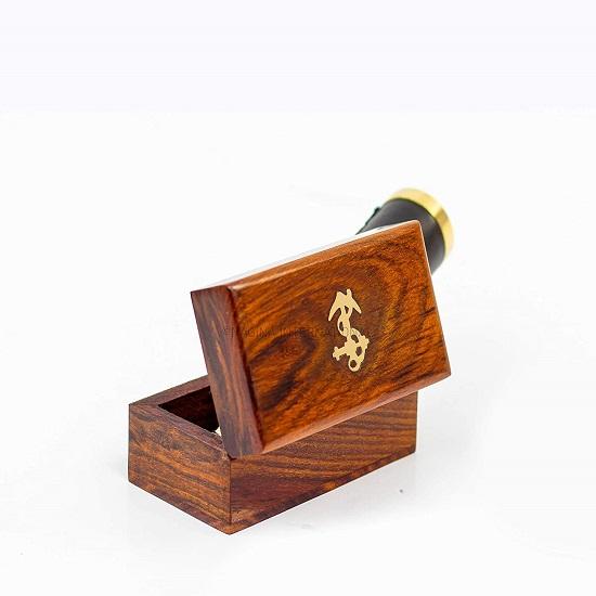 Миниатюрный телескоп из латуни ручной работы – 15,24 см, ручной, с корпусом из палисандра