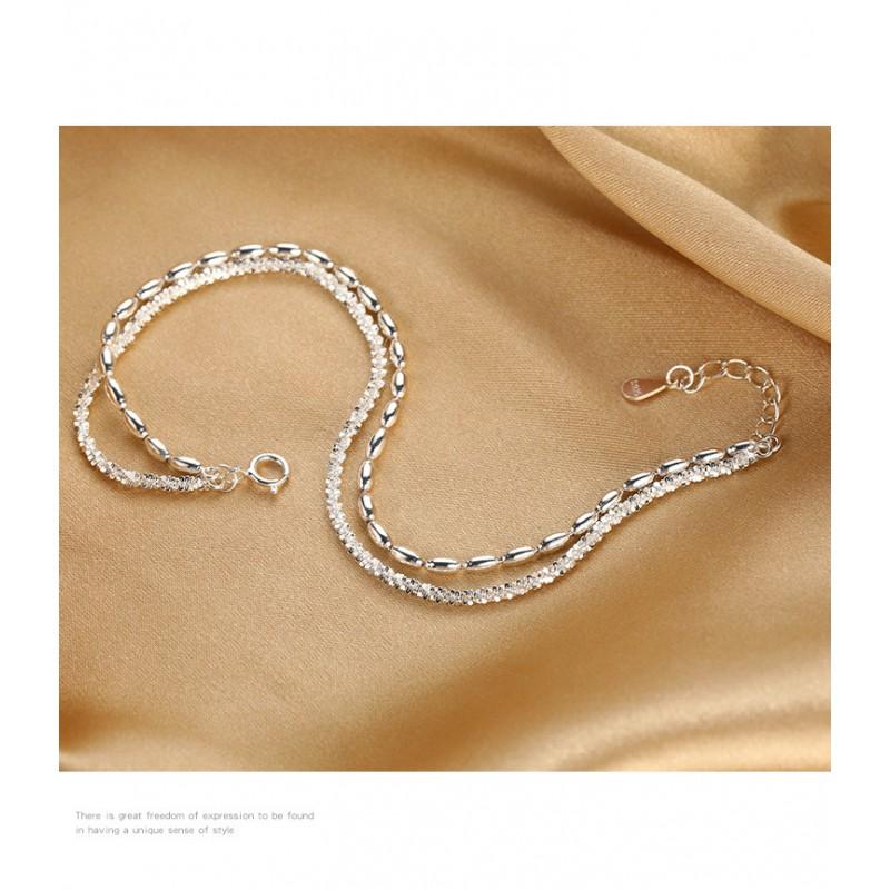 Elegant Double Layer Beaded Bracelet Women Plated Geometric Minimalist Luxury Jewelry Accessory