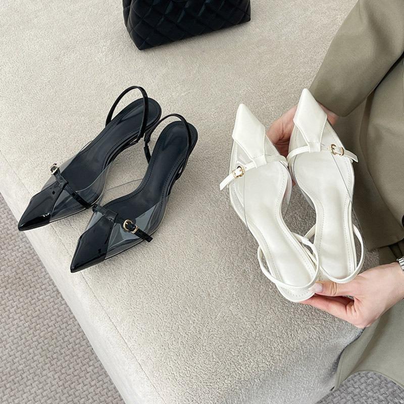 Туфли-стилеты на высоком каблуке, новая летняя модель, полые, с острым носком, нишевый дизайн, модные сандалии для женщин