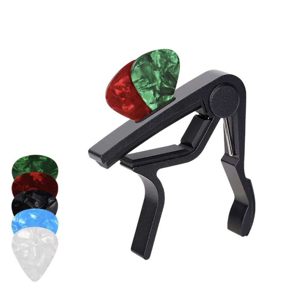 Stable Rubber Padded Guitar Capo Aluminum Zinc Zinc Alloy Violin Tune Change Clamp Guitar Pick Holder Banjo