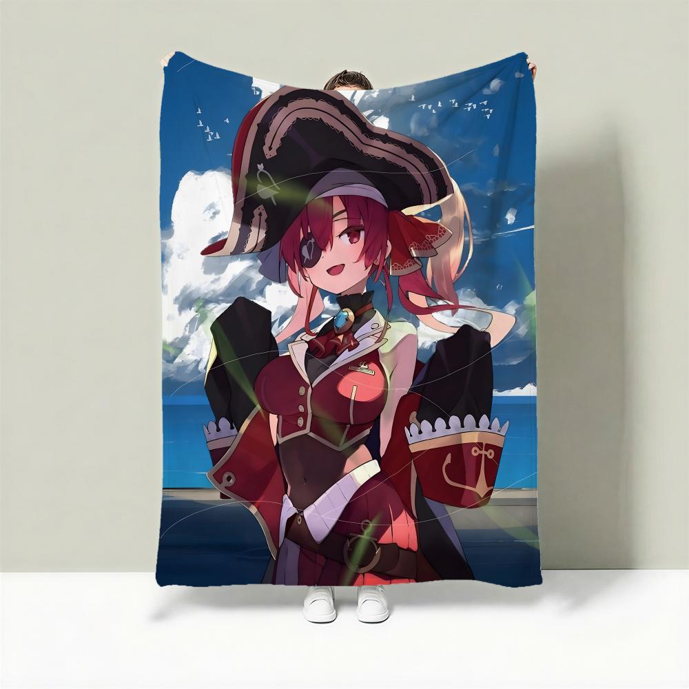 Character H-Houshou Marine Throw Lightweight 240g Flannel Blanket Soft Skin-friendly for Summer Cooling