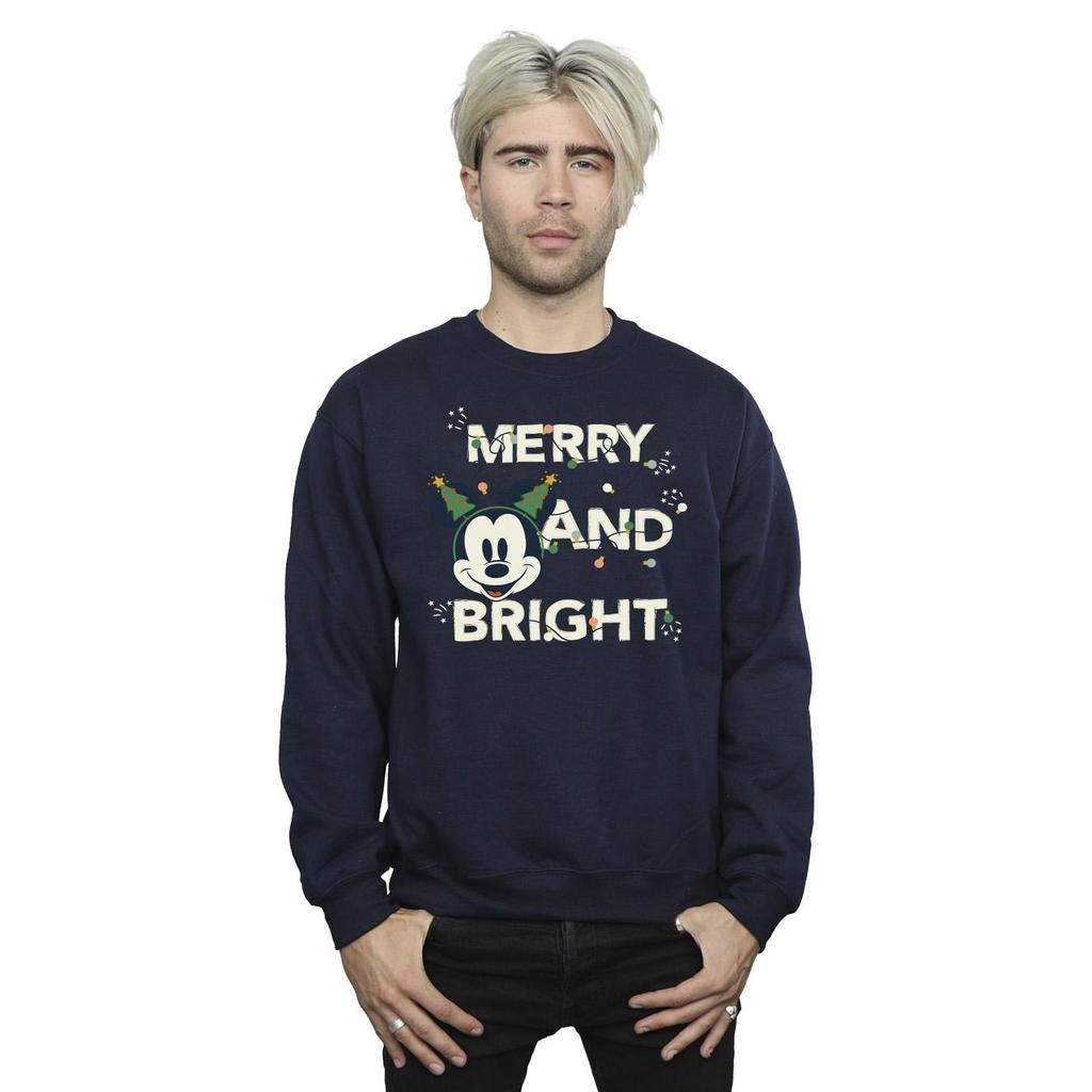 Disney Mens Mickey Mouse Merry & Bright Sweatshirt