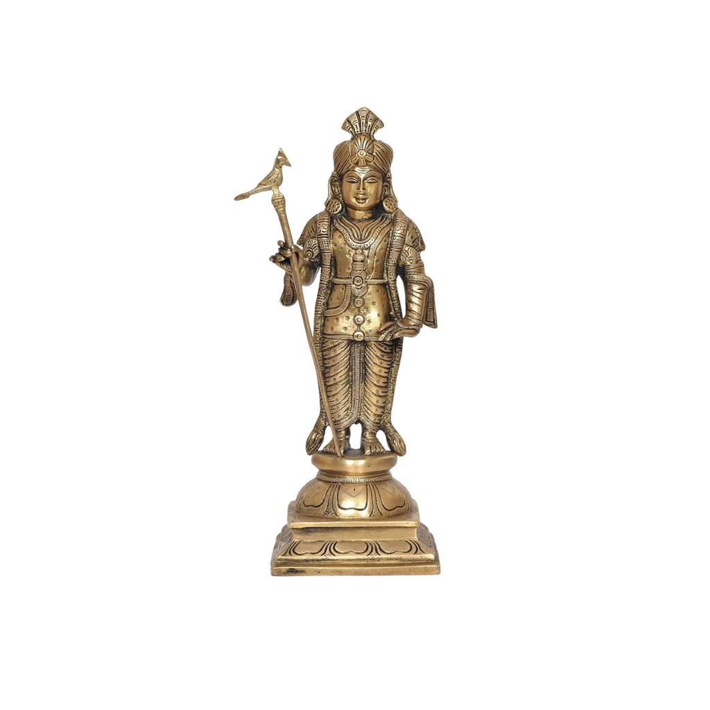 Original Brass Standing Lord Palani Raja Alangaram Murugan Kartikeya Murti