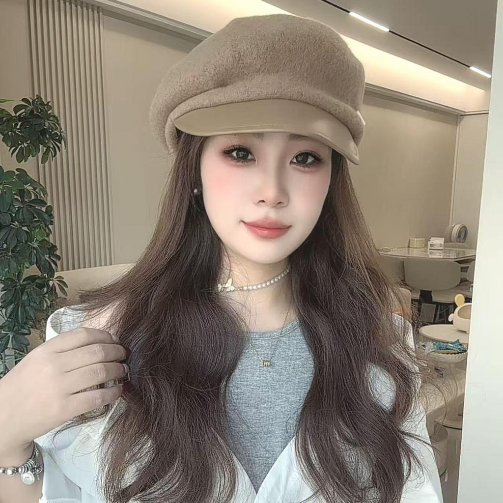 Women's Wool Felt Leather Brim Duckbill Cap - Autumn/Winter British Retro Beret