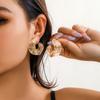 Exaggerated French Disc Metal Earrings, Simple and Irregular Texture Stud Earrings Are Niche