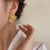 Gold Flower Fringed Earrings Fashion Stud Earrings Light Luxury High Sense Cold Wind Temperament Earrings