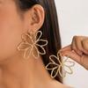 Exaggerated Punk Hollow Metal Flower Earrings Women Trendy Stud Earring OL Ladies Ear Jewelry Accessories