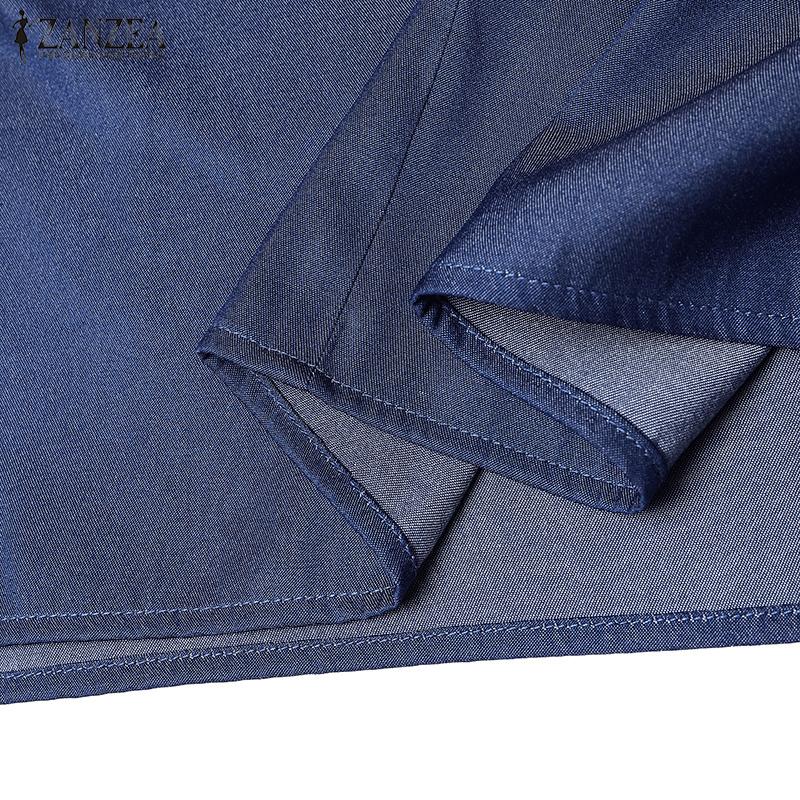 ZANZEA Женское повседневное платье с круглым вырезом и длинным рукавом