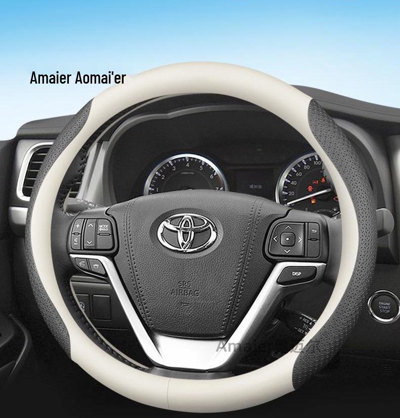 Натуральная кожаная оплетка руля для Toyota: Corolla, Asia Dragon, RAV4, Camry, Highlander, Levin.