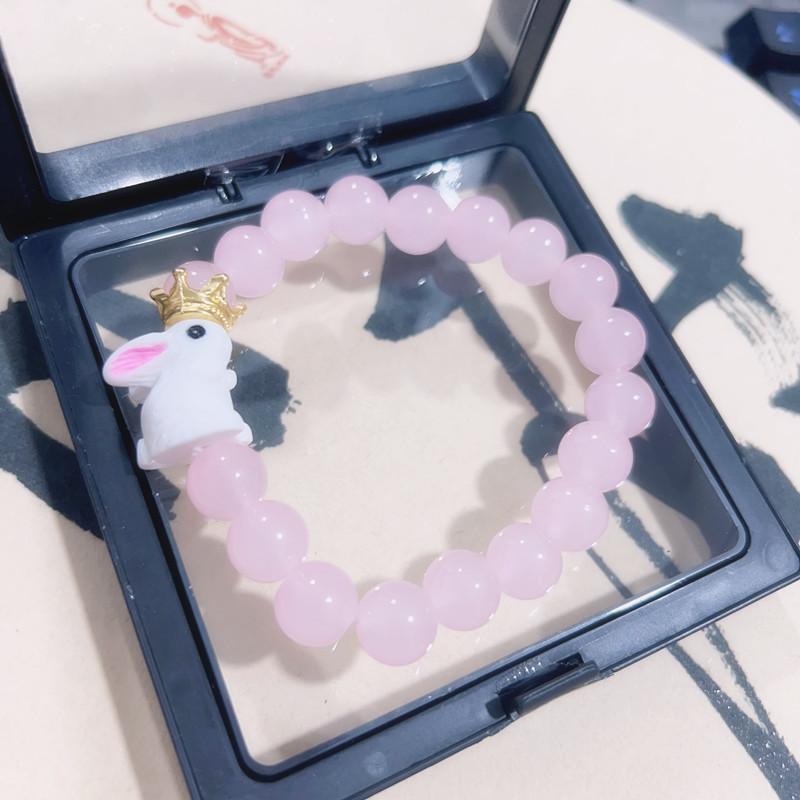 Новый стеклянный браслет с кроликом милый сладкий ледяная пластина игровой браслет универсальные парные украшения