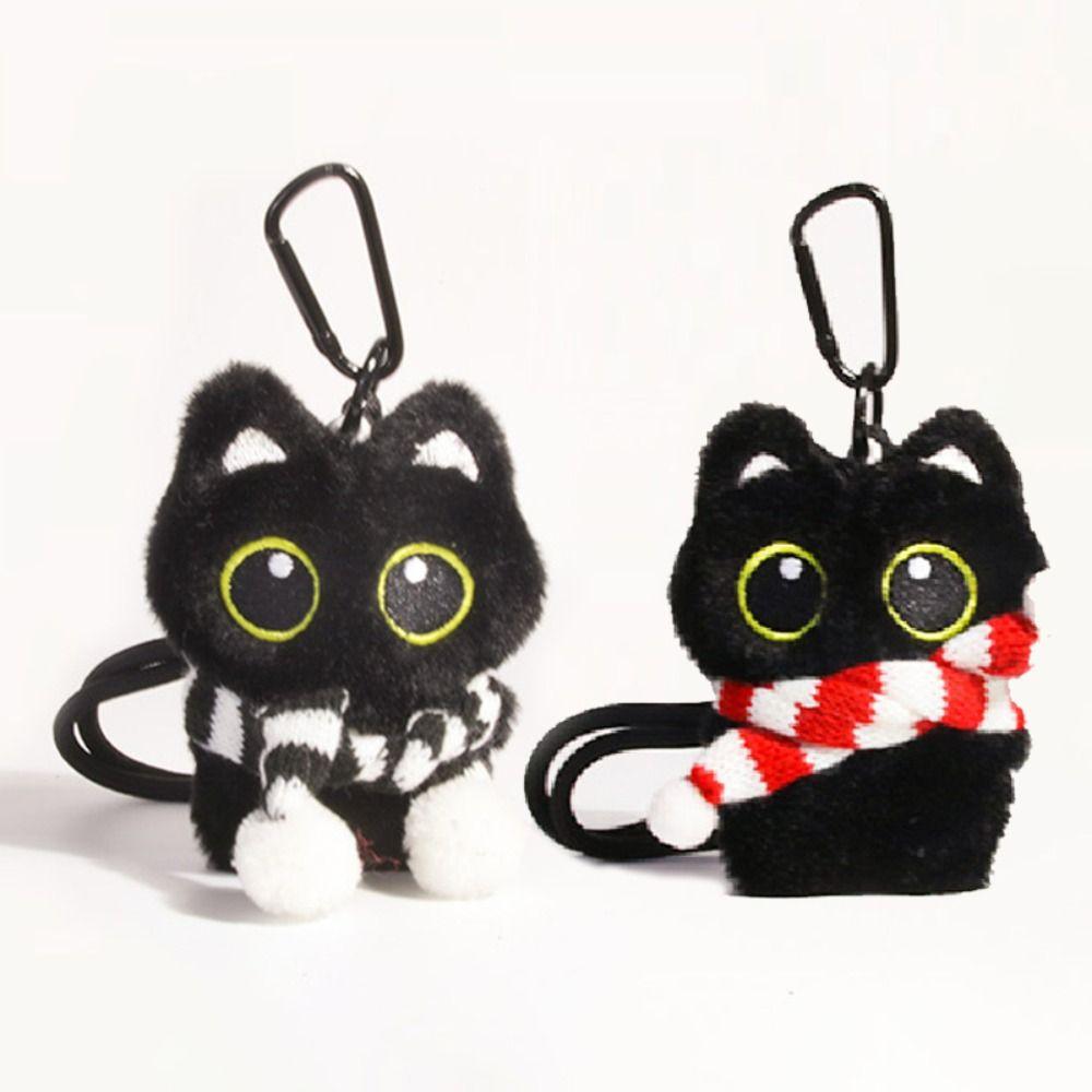 Плюшевая игрушка Черный кот брелок мультяшный котенок декор для сумки-рюкзака подвески аксессуары для ключей автомобиля