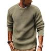 Мужской свитер вафельной вязки с круглым вырезом и длинными рукавами, текстурированный пуловер, повседневный свитер