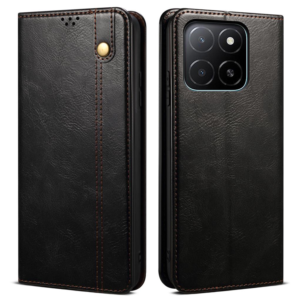 Чехол для Honor X5b/X5b Plus с текстурой Crazy Horse, вощеный кожаный кошелек, подставка, чехол для телефона