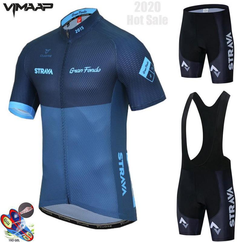 Mens Cycling Jersey Bib Shorts Set With Strava Breathable Ride Wear Mountain Bike