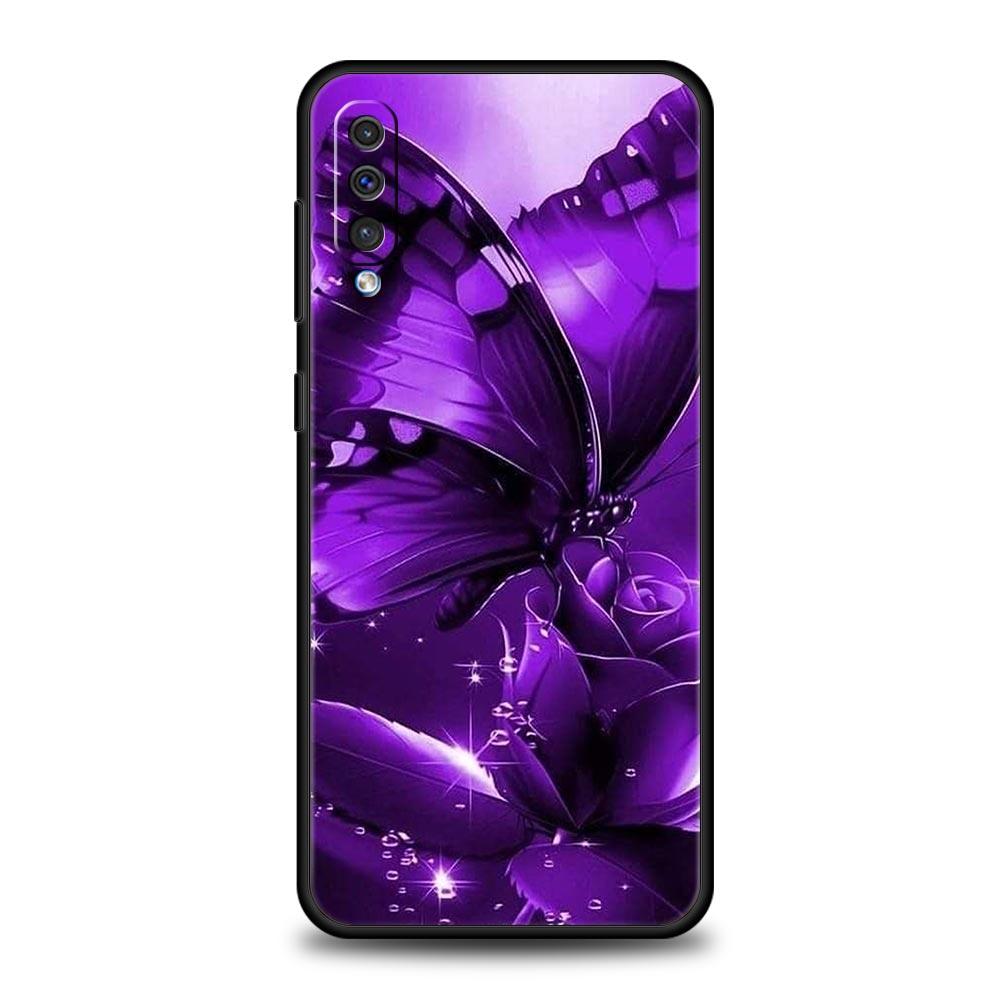 Art Purple Butterfly Phone Case for Samsung Galaxy A56 A36 A26 A16 A34 A24 A42 A22 A20 A12 A40 A30 A10 5G Soft TPU Cover Shell