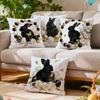 4 Pcs Black Rabbit And Golden Egg Single-Sided Printed Pillowcase Cushion Cover,Suitable For Living Room,Bedroom,Car Decoration