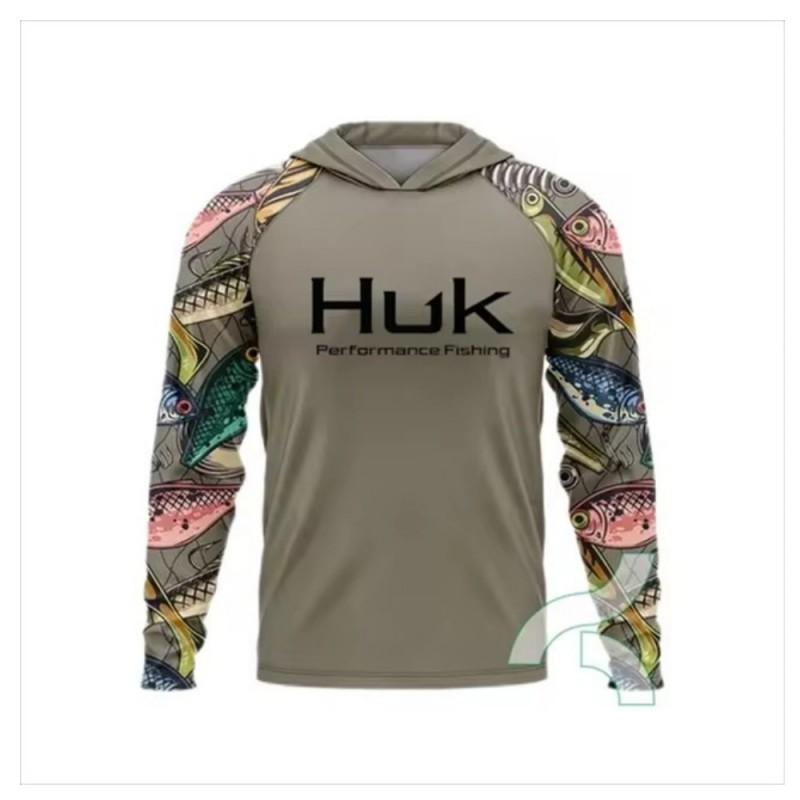 Mens Quick-Dry UV Protection Hooded Fishing Long Sleeve Shirt Summer Breathable Outdoor Sportswear Angling