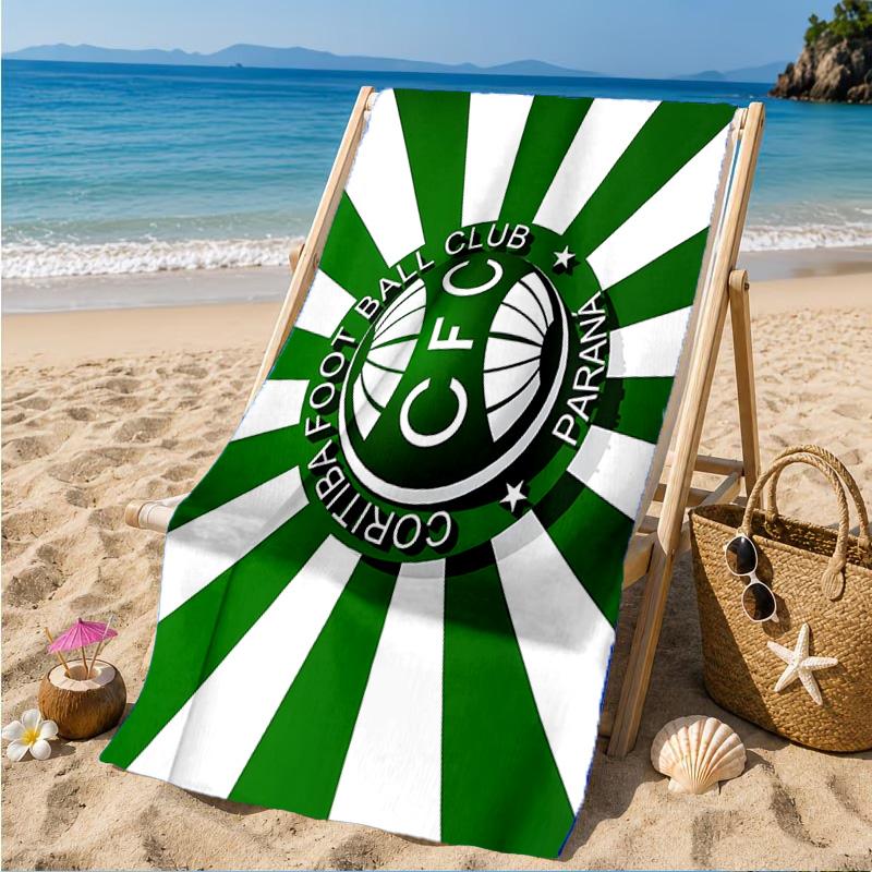 Green Football Club Emblem Printed Microfiber Beach Towel, Soft And Absorbent, Quick-Dry, Ideal for Summer Travel, Beach Essential, Swimming Pool