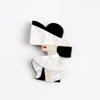 Cartoon Women Portrait Pin Acrylic Girl Badge Retro Lady with Hat Brooch