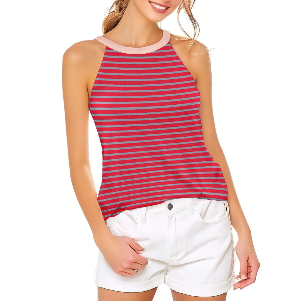 Женский повседневный удобный регулируемый сексуальный с открытой спиной модный полосатый топ-жилет