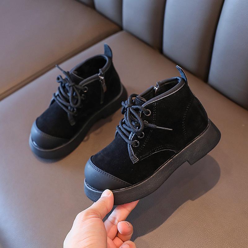 Повседневная обувь для девочек Нескользящая Простая детская мода Ботинки из кожи для мальчиков Весна и осень Детская хлопковая обувь Нескользящая
