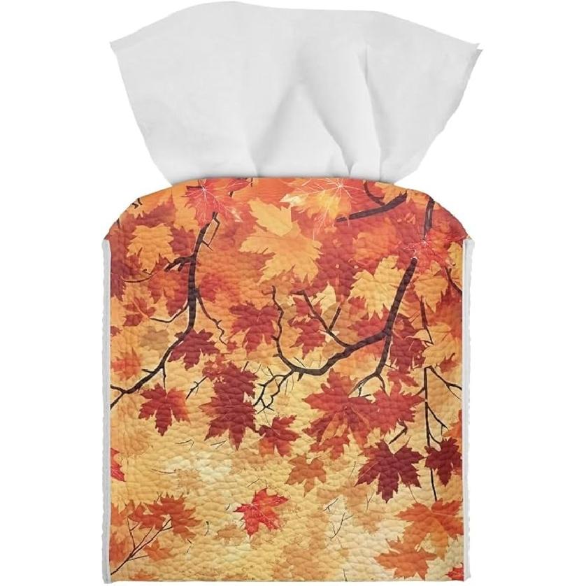 Pumpkin Tissue Box Holder, Home Decor Tissue Napkin Box Covers Farmhouse Decor Holder Paper Organizer for Table,Dresser,Countertop Fall Thanksgiving