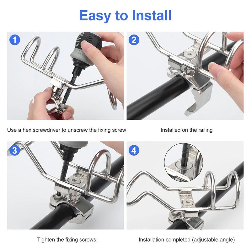 Держатель удилища из нержавеющей стали 316 с креплением на рейлинг, одинарная проволока для рыбацкой лодки, каяка, 25 мм, морской держатель для удилища