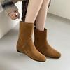 Short Boots Women's New Boots 2025 Autumn and Winter Round Head Women's Boots Flat Bottom Inner Height Increase Short Boots Niche Thin Boots