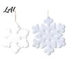 White Fluffy Hanging Decorations for Winter Party Furry Christmas Snowflake Ornament Faux Fur Tree Decoration Plush Ornaments Topper Xmas Home Decor