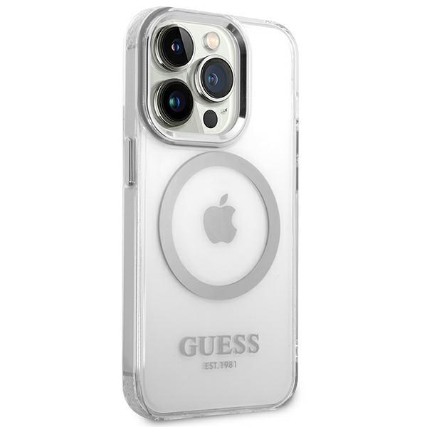 Guess Guhmp14Xhtrms Iphone 14 Pro Max 6,7 Srebrny/Silver Hard Case Metal Outline Magsafe