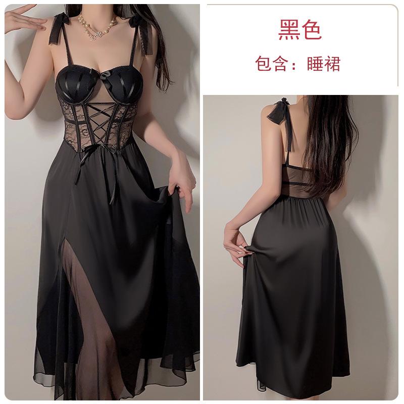 Women's Lace Cutout Underwire Push Up Padded Cami Sleep Dress Lounge Set