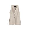 Spring New Arrival Workplace Work Clothing Office Lady Style Outwear Side Slit Plaid Pure Linen Suit Vest 6036575