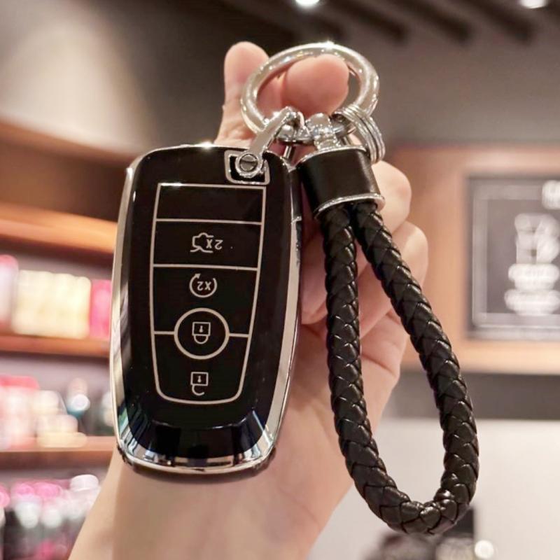 TPU Key Fob Cover with Keychain for Ford Fusion, Edge, Mustang, Explorer, F150, F250, F350, Eco Sport