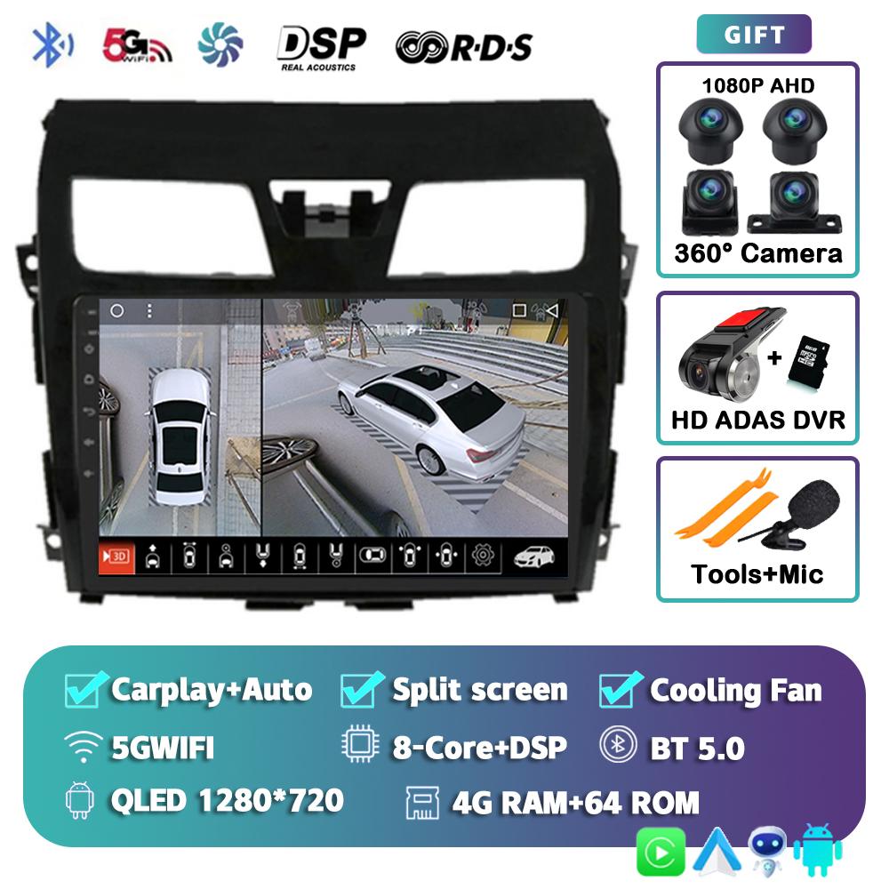 Android 14 Carplay автомобильное радио для Nissan Teana Altima 2013 2014 2015 GPS мультимедийный видеоплеер DSP стерео 360 камера головное устройство