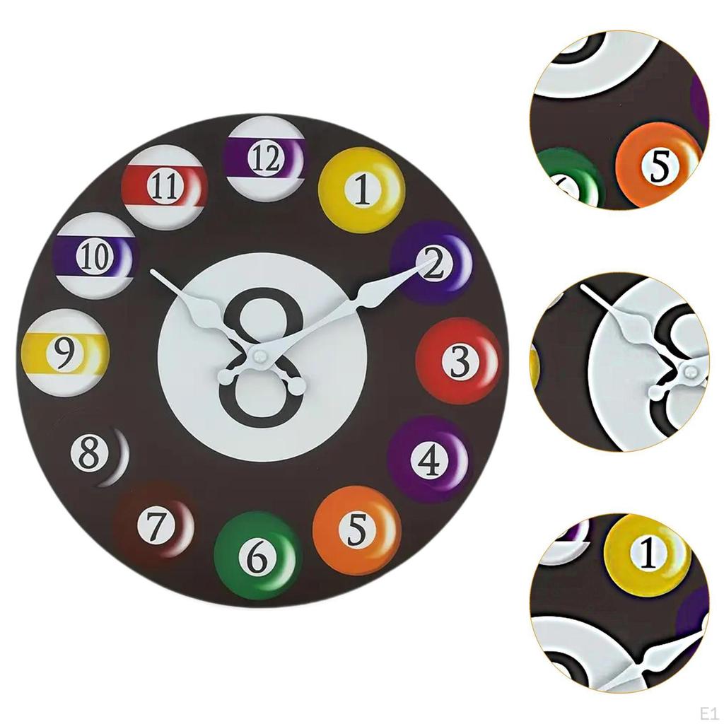 Настенные часы в деревянной раме с бильярдным дизайном для дома, офиса и гаража.