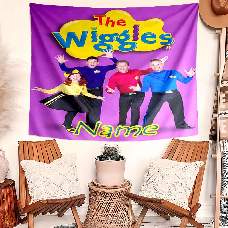 Personalized The Wiggles Background Tapestry,Custom Name Birthday Party,Multifunctional Wall Decoration for Home Decor,Various Occasions