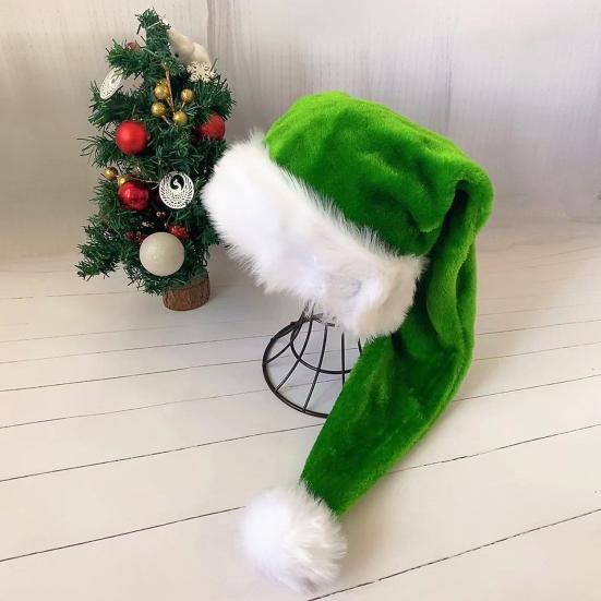 Santa Hat for Adult Unisex Velvet Plush Christmas Hat with Fluffy White Faux Fur Trim for New Year Holiday Party