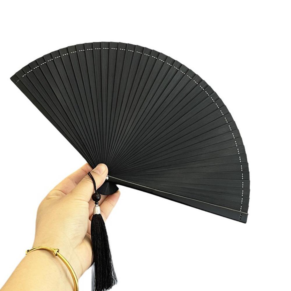 Chinese Style Tassel Folding Fan Solid Color Kimono Fan Elegant Handheld Fans Wedding Party Decor
