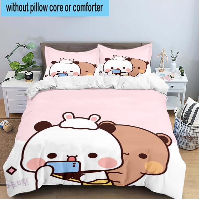 3PCS Bobo Dudu In Love 3pcs Bedding,Including 3PCS Duvet Cover And 2pcs Pillowcases Perfect for Christmas,Ideal for Bedroom, Dormitory
