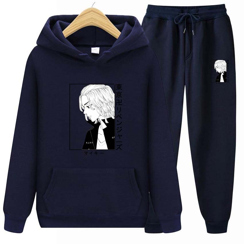 Мужские и женские толстовки с принтом аниме, спортивные костюмы, толстовки с капюшоном для бега, брюки, комплект из двух предметов, брюки, толстая теплая одежда для мужчин