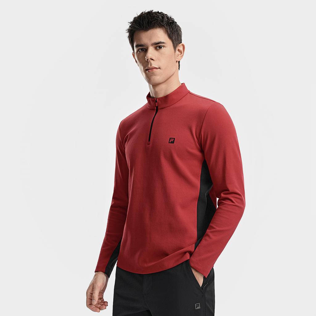 Fila Исследуйте Optima Functional T Простая спортивная уличная универсальная удобная дышащая футболка с длинным рукавом мужские топы ярко-красный A11M617217FRD