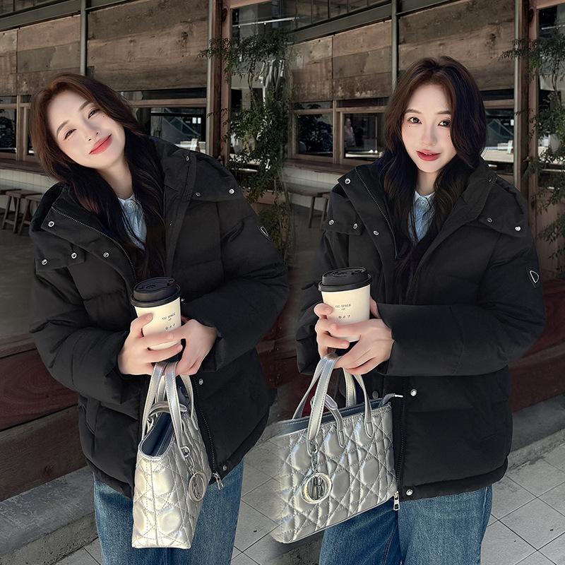 Removable hat short polyester cotton-padded jacket for women's winter new small loose bread jacket thickened padded jacket