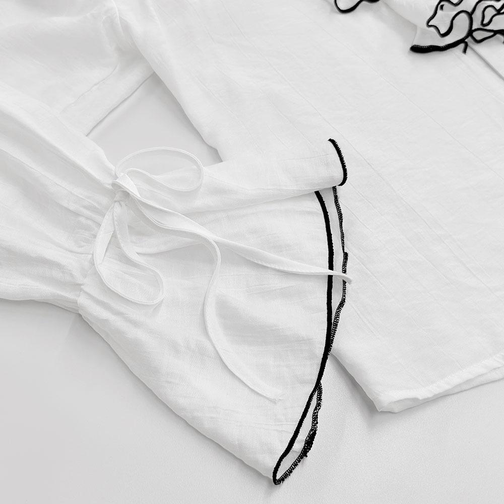 Новый Весенне-Осенний Женский Простой Модный Повседневный Кардиган Топ Цветной Блок Многослойная Рубашка с Рюшами