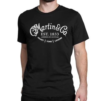 2024 Горячая Распродажа Лето 100% Хлопок Новый Логотип Гитары Martin&Co Черная Футболка Мужская Короткий Рукав Крутая Футболка Хип-Хоп Уличная Одежда Футболка