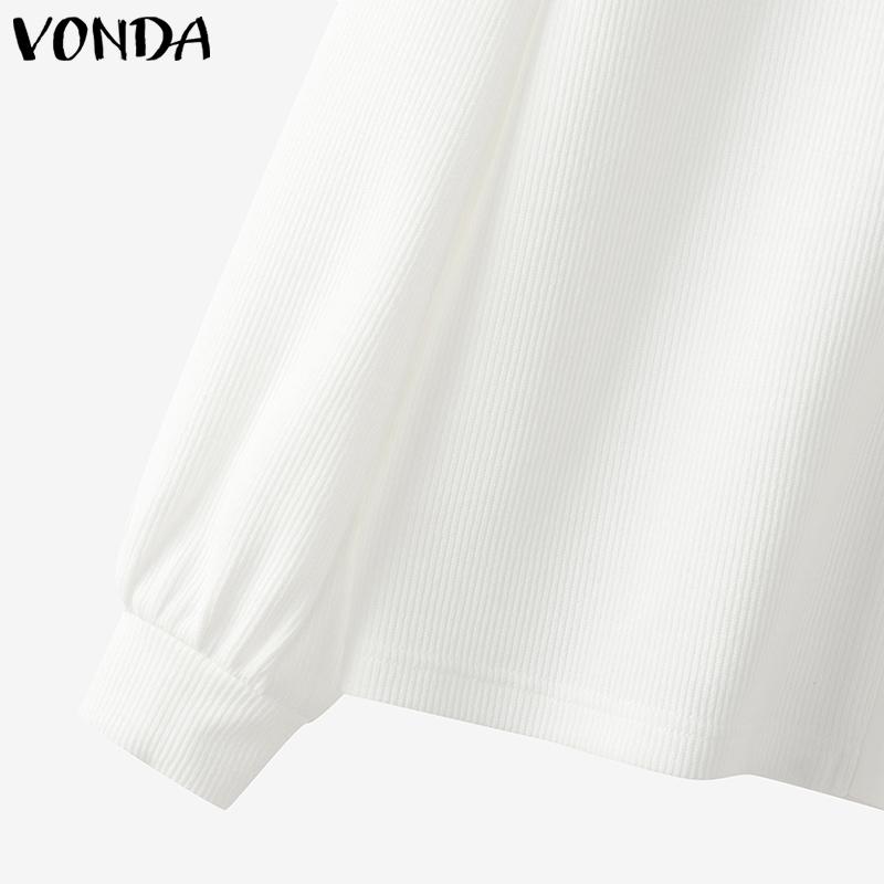 VONDA Женские осенние свитера с длинным рукавом и оборками-лацканами