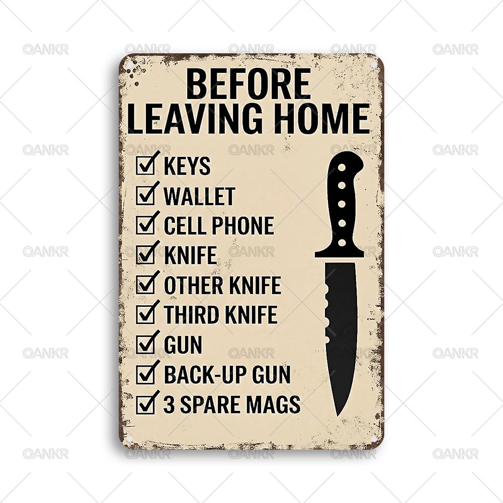 Funny Poster Metal Tin Sign  Ideal Gift Before Leaving Home Checklist Metal Signs for Man Cave Bedroom Home Art Decor